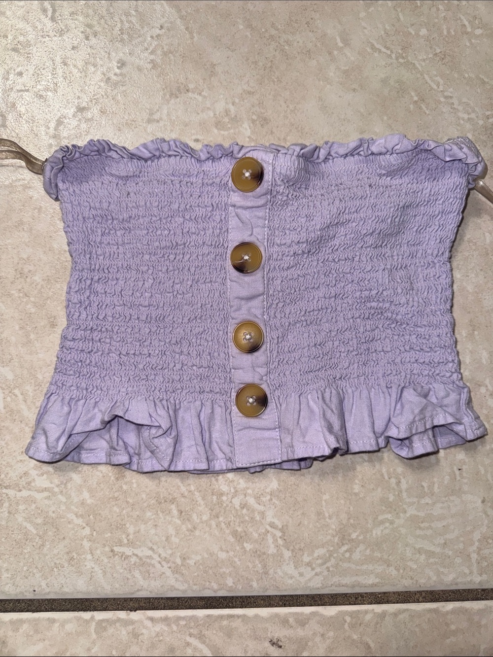 Smocked Lavender Ruffle Tube Top with Button Front - Picture 1 of 1